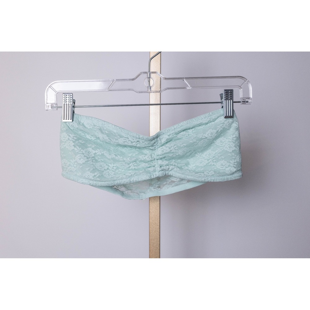 PINK Victoria's Secret Lace Bandeau Bralette‎ Baby Blue Nylon Stretch Size Large